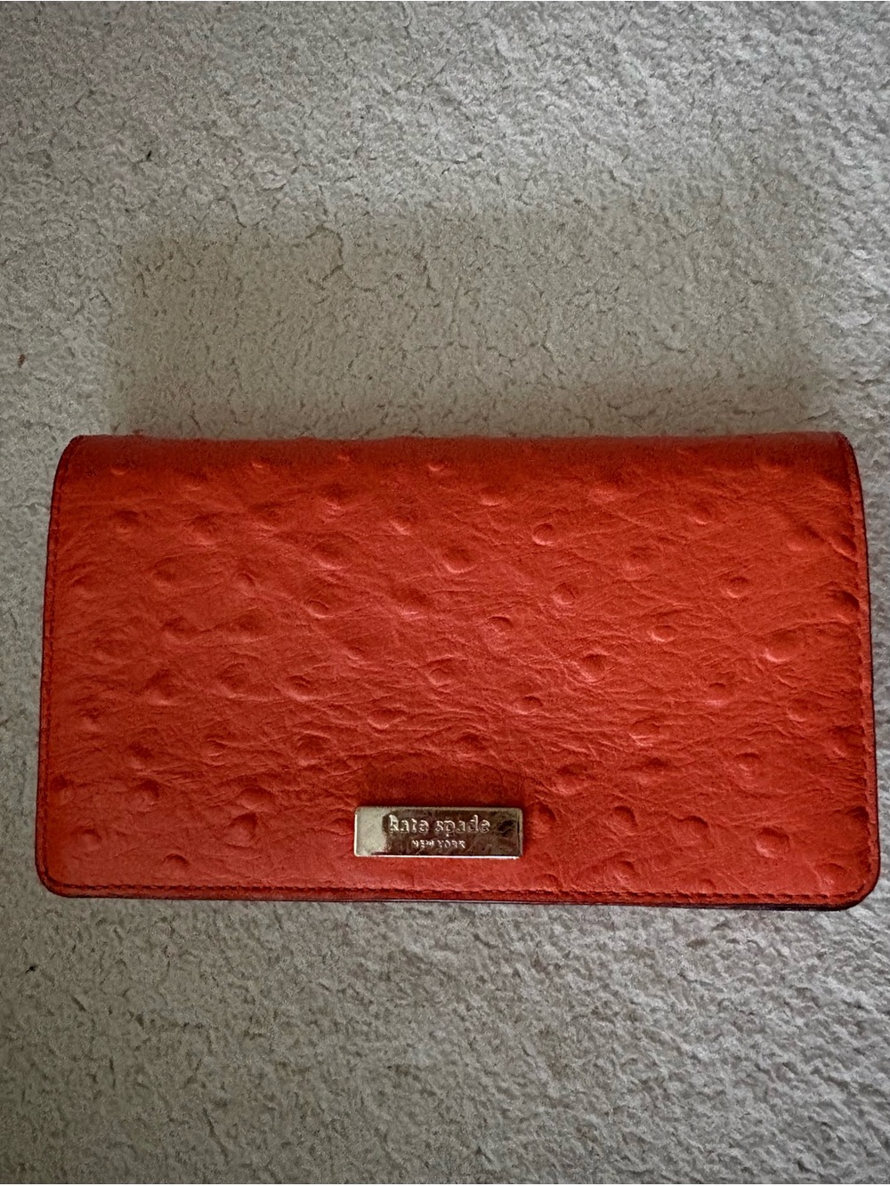 Kate Spade Alexander Avenue Orange Ostrich Crossbody with chain